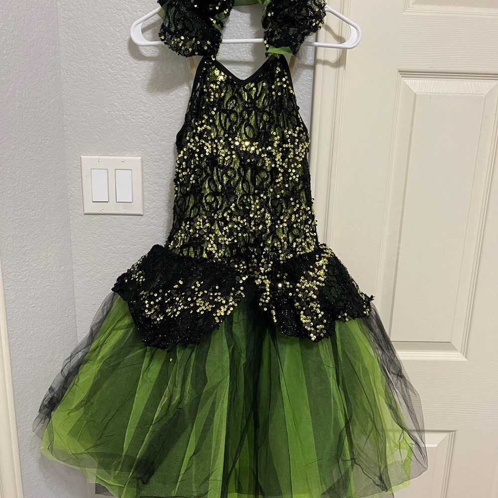 Curtain call adult medium green and black ballet dress